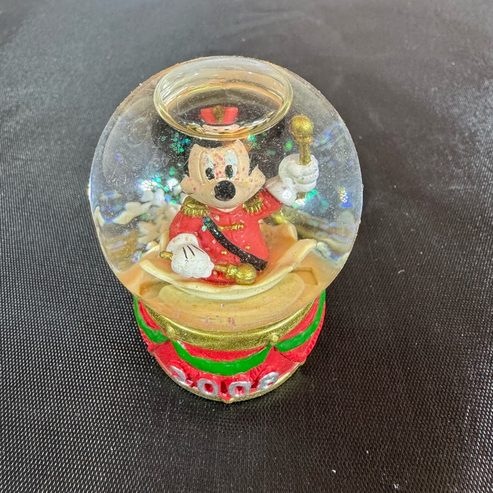 Disney Festive Mickey Mouse Snow Globe with Red and Gold Accents